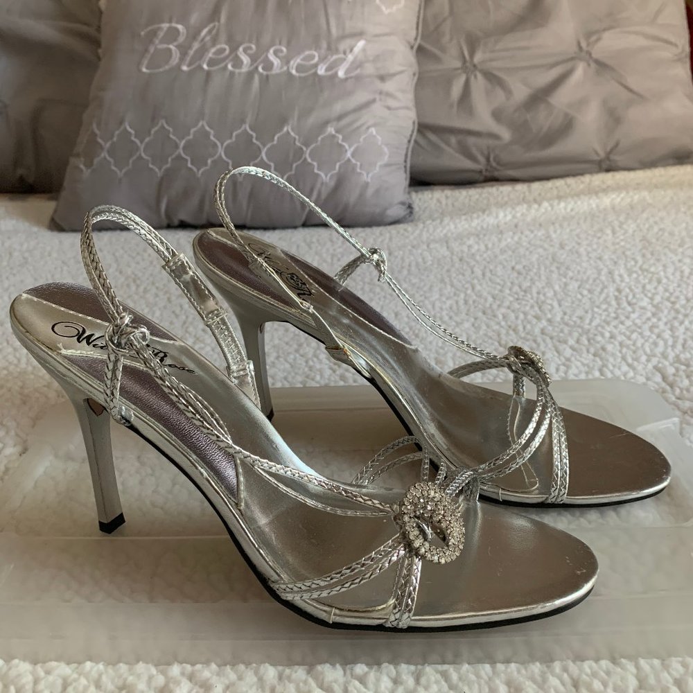 Wild Rose Silver Sling Back Sandals